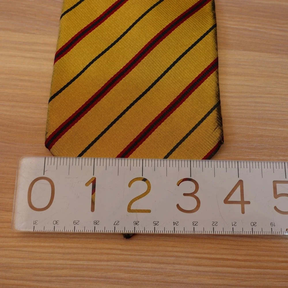 Gold Repp Stripe Neck Tie Mens Yellow STEFANO BERNARDI Regimental Silk Italian